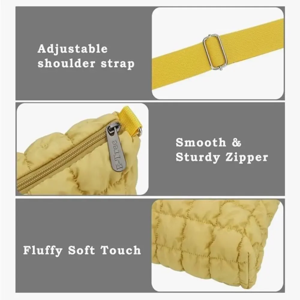 NWOT Elegant Yellow Quilted Shoulder Bag